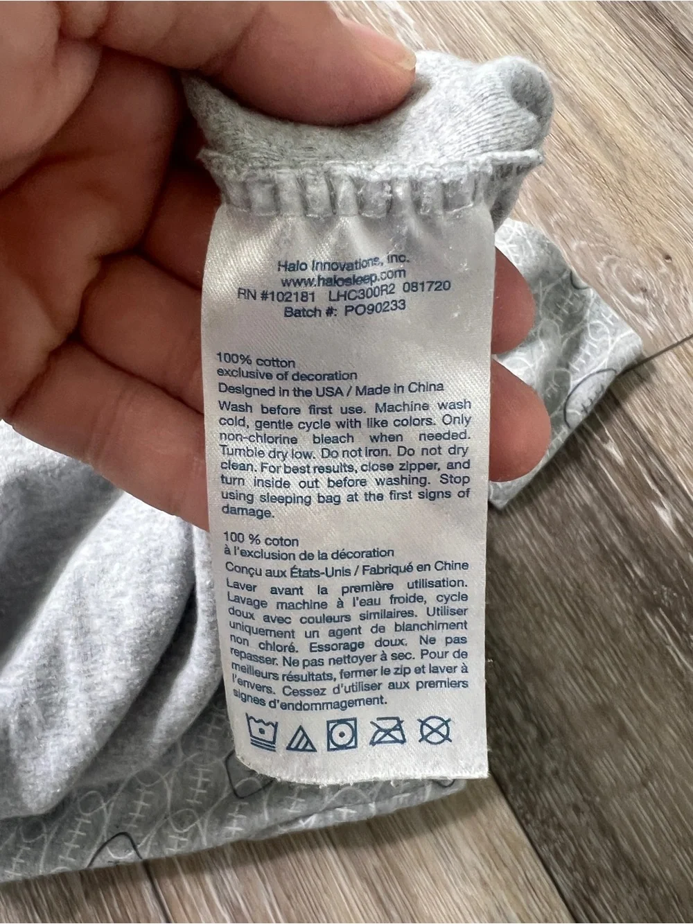 Halo Gray and Navy Football Print SleepSack